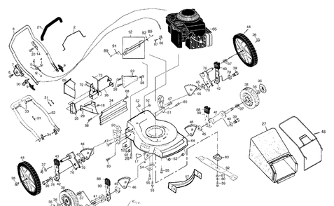 Rotary Lawn Mower Diagram and Parts List for 6022CHA (6022RPA)(2000-01) Husqvarna Lawn Mower