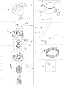Product Complete Diagram and Parts List for WDC220-225 967983806 Husqvarna Utility Vacuum