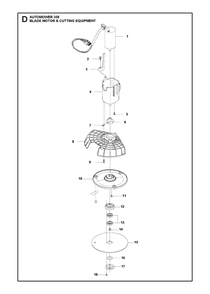 Blade Motor And Cutting Equipment Diagram and Parts List for 308 2013-06 Husqvarna Lawn Mower