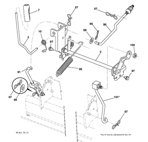 Mower Lift / Deck Lift Diagram and Parts List for YTH150 (96041002203)(2009-01) Husqvarna Lawn Tractor