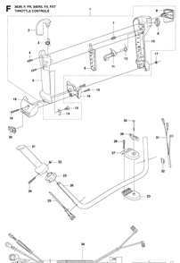 Throttle Controls Diagram and Parts List for 345FX 20103600001-20110600000 Husqvarna Brush Cutter