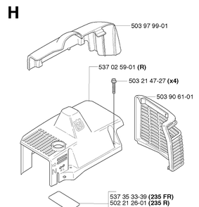 Cylinder Cover Diagram and Parts List for 235R  Husqvarna Brush Cutter
