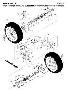 Wheels And Tires Diagram and Parts List for 9027STE (961910003-04)(2007-01) Husqvarna Snow Blower