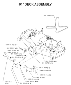 61 Inch/155cm Cutting Deck Diagram and Parts List for IZ5223T (968999257)(2005-08) Husqvarna Lawn Mower