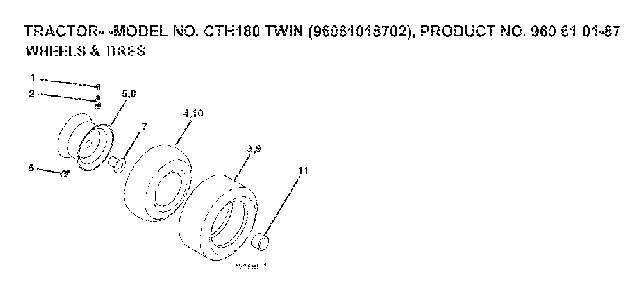 Wheels And Tires Diagram and Parts List for CTH180TWIN (96061018702, 960610187)(2007-09) Husqvarna Lawn Tractor