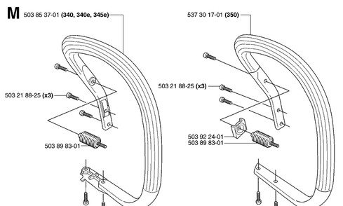 Handle 2 Diagram and Parts List for 340E 20062300001-Current Husqvarna Chainsaw