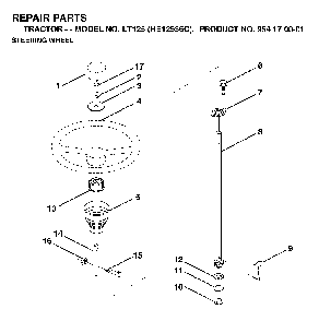 Steering Diagram and Parts List for LT125 (HE12536C, 954170001)(1998-03) Husqvarna Lawn Tractor