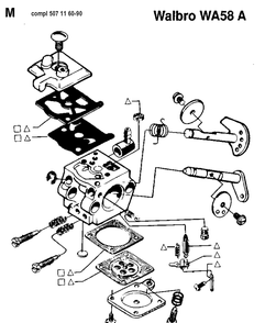 Carburetor Details Diagram and Parts List for 35 19902200001-Current Husqvarna Chainsaw