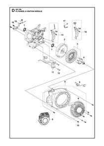 Flywheel And Ignition Assembly Diagram and Parts List for HH196587981301 587981302, 587981303, 587981304 Husqvarna Engine