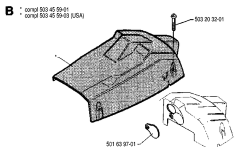 Cover Diagram and Parts List for 242 19900100001-19941400000 Husqvarna Chainsaw