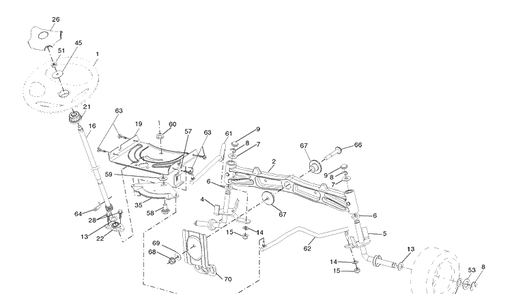 Steering Assembly Diagram and Parts List for 2748GLS (96043005000)(2008-03) Husqvarna Lawn Mower