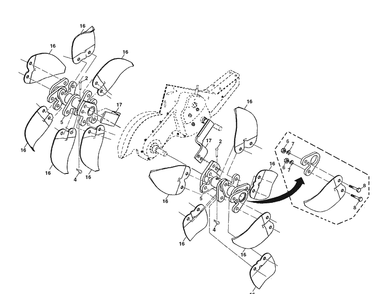 Tine Assembly Diagram and Parts List for DRT900 (96093000803)(2009-04) Husqvarna Tiller