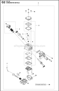 Carburetor Details Diagram and Parts List for 572XPG  Husqvarna Chainsaw