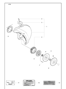 Wheel Guard Assy And Flange Washer Diagram and Parts List for K750 2008-10 Husqvarna Lawn Tractor Accessories
