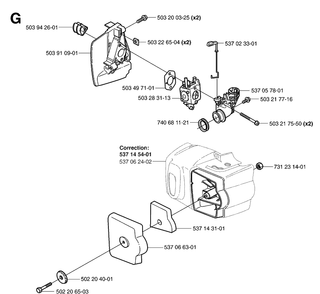 Carburetor And Air Filter Diagram and Parts List for 326HS99 (X-SERIES)(20020100001-20030100000) Husqvarna Hedge Trimmer