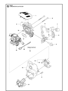 Part Location Diagram of 522907602 Husqvarna Filter holder assy