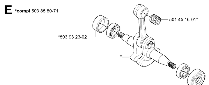 Crankshaft 2 Diagram and Parts List for 345 20013500001-20030100000 Husqvarna Chainsaw