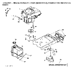 Engine Diagram and Parts List for YT1942T (96043000300, 960430003)(2006-05) Husqvarna Lawn Tractor