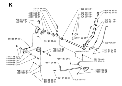 Controls Diagram and Parts List for R11BIO 1999-04 Husqvarna Lawn Tractor
