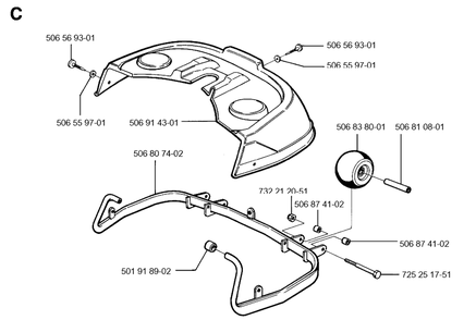 Cover Diagram and Parts List for R850 1996-01 Husqvarna Lawn Tractor