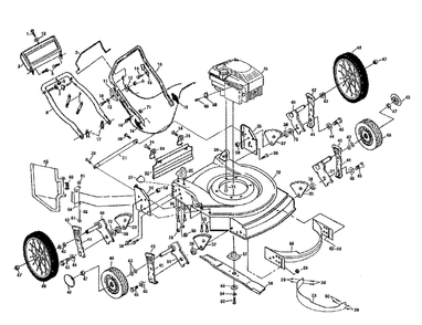 General Assembly Diagram and Parts List for 56DH (954065901-F)(1994-01) Husqvarna Lawn Mower