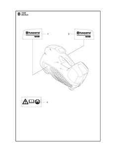Decals Diagram and Parts List for 120IB  Husqvarna Leaf Blower / Vacuum