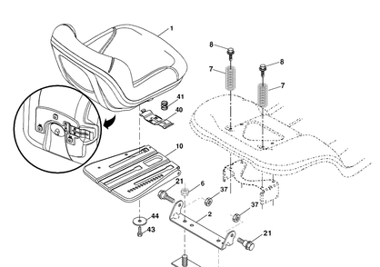 Seat Diagram and Parts List for PB195H42LT (96042003601)(2007-05) Husqvarna Lawn Mower