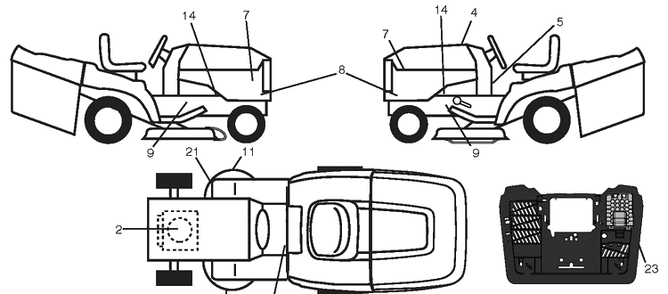 Decals Diagram and Parts List for CTH164T (96051009400)(2013-06) Husqvarna Lawn Tractor