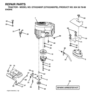 Engine Diagram and Parts List for GTH2248XP-GTH2248XPB 2003-05 Husqvarna Lawn Tractor