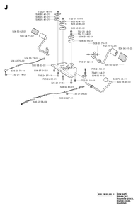 Pedals Diagram and Parts List for R13BIO 2003-01 Husqvarna Lawn Tractor