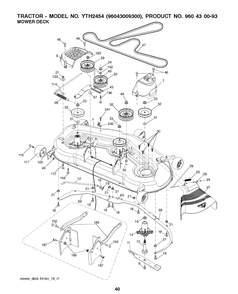 Mower Deck / Cutting Deck Diagram and Parts List for YTH2454 (96043009300)(2009-10) Husqvarna Lawn Tractor