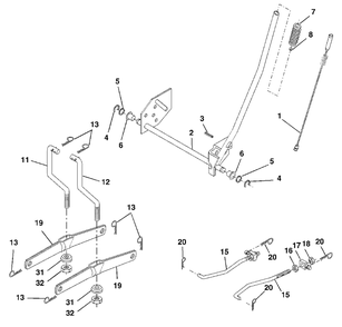 Mower Lift Diagram and Parts List for LT1538 (954569776-D)(2003-01) Husqvarna Lawn Tractor