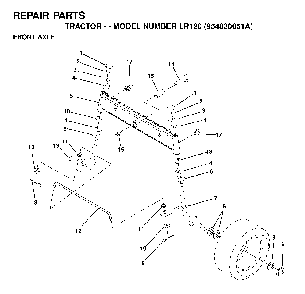 Front Axle Diagram and Parts List for LR120 (954830051A)(1995-08) Husqvarna Lawn Tractor