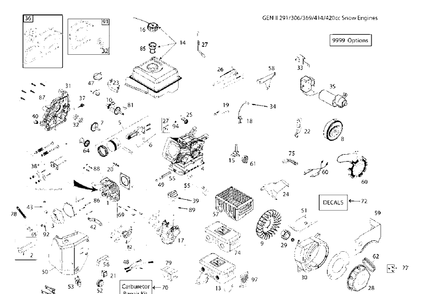 Engine 2 Diagram and Parts List for 12527HV 2010-07 Husqvarna Snow Blower