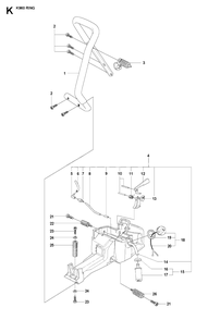 Fuel Tank And Handle Diagram and Parts List for K960 2008-03 Husqvarna Circular Saw