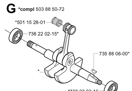 Crankshaft Diagram and Parts List for 265RX 20012600001-20023100000 Husqvarna Brush Cutter