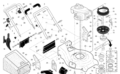 Repair Parts 1 Diagram and Parts List for 7021RB (96143005000)(2008-12) Husqvarna Lawn Mower