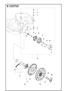 Wheels And Tires Diagram and Parts List for 440 2019 Husqvarna Lawn Mower