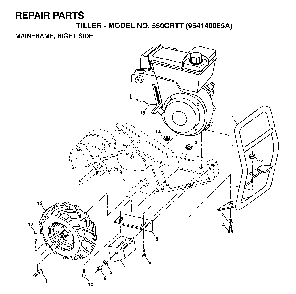 Mainframe, Right Side Diagram and Parts List for 550CRTT (954140065A)(1998-02) Husqvarna Tiller