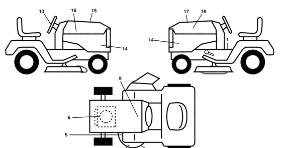 Decals Diagram and Parts List for GTH2648 (96043003001)(2008-01) Husqvarna Lawn Mower