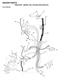 Electrical Diagram and Parts List for GTH220 (954140012A)(1997-01) Husqvarna Lawn Tractor