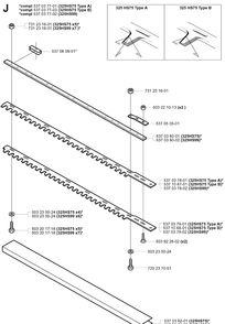 Cutting Equipment Diagram and Parts List for 325HS99 (X-SERIES)(20004000001-20030100000) Husqvarna Hedge Trimmer