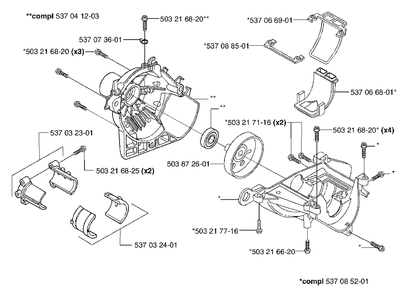 Crankcase Diagram and Parts List for 326P5X 2002-05 Husqvarna Pole Saw