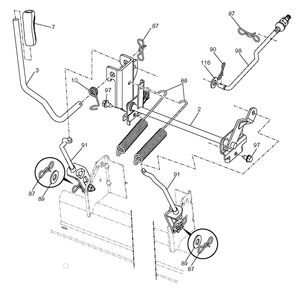 Mower Lift / Deck Lift Diagram and Parts List for TS154X  Husqvarna Lawn Tractor
