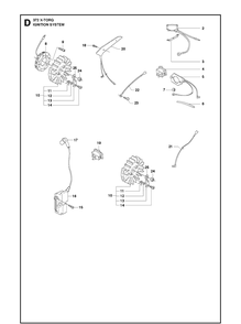 Ignition System Diagram and Parts List for 372XP XPG Husqvarna Chainsaw