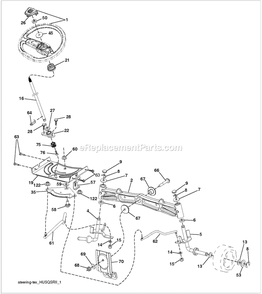 Steering B Diagram and Parts List for TS148XK  Husqvarna Lawn Tractor