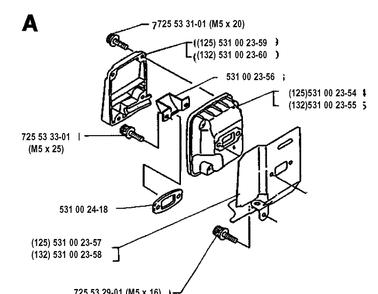 Muffler Diagram and Parts List for 125RB 19931400001-Current Husqvarna Brush Cutter