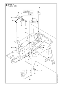 Mower Lift / Deck Lift Diagram and Parts List for R214TC2017-2021  Husqvarna Lawn Tractor
