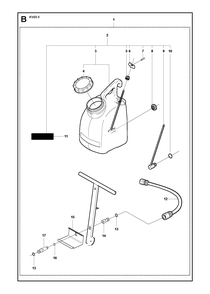Water Tank Diagram and Parts List for KV03 2007-01 Husqvarna Hand Truck & Dolly