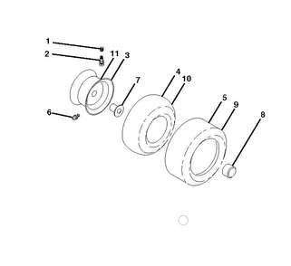 Wheels And Tires Diagram and Parts List for TS154X  Husqvarna Lawn Tractor